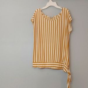Striped mustard & white Green Envelope top